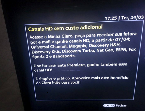 CANAIS HD CLARO